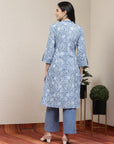 Floral Printed Straight Cotton Blend Kurta Set