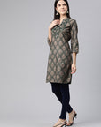 Ethnic Motif Printed Straight Modal Kurta with Embroidery