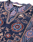 Ethnic Motif Printed Straight Modal Kurta with Embroidery