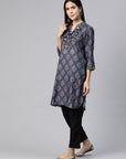 Ethnic Motif Printed Straight Modal Kurta with Embroidery