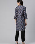 Ethnic Motif Printed Straight Modal Kurta with Embroidery