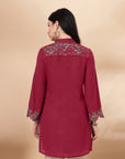 Crepe Festive Tunic with Zari Bell Sleeves & Frilled Mandarin Collar
