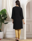 Solid Straight Viscose Rayon Kurta with Embroidery