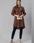 Ethnic Motif Printed High-Low Poly Viscose Kurti