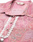 Floral Printed High-Low Modal Chanderi Kurti