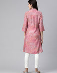 Floral Printed High-Low Modal Chanderi Kurti