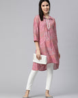 Floral Printed High-Low Modal Chanderi Kurti