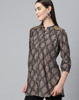 Ethnic Motif Printed Straight Modal Chanderi Shirt