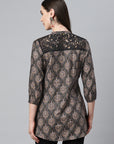 Ethnic Motif Printed Straight Modal Chanderi Shirt