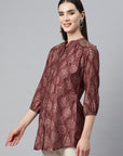 Ethnic Motif Printed Straight Modal Chanderi Shirt