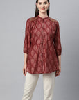 Ethnic Motif Printed Straight Modal Chanderi Shirt