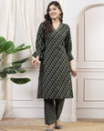 Floral Modal Chanderi Kurta Set with Sequin Detailing & Striped Palazzo