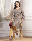 Ethnic Motif Printed A-Line Modal Chanderi Kurta