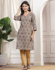 Ethnic Motif Printed A-Line Modal Chanderi Kurta