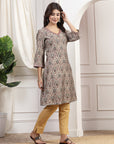 Ethnic Motif Printed A-Line Modal Chanderi Kurta