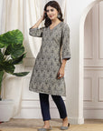 Ethnic Motif Printed A-Line Modal Chanderi Kurta