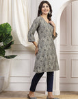 Ethnic Motif Printed A-Line Modal Chanderi Kurta
