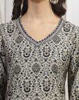 Ethnic Motif Printed A-Line Modal Chanderi Kurta