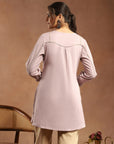 Ethnic Embroidered Kurti in Lavender with Smocked Sleeves