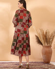 Printed Rayon Flared Tiered Dress with Sequin Work