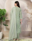 Solid Straight Shantoon Kurta Set with Mukaish Work & Bandhani Dupatta