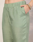 Solid Straight Shantoon Kurta Set with Mukaish Work & Bandhani Dupatta