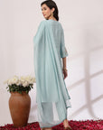 Zari Embroidered Poly Viscose Kurta Set with Lace-Edged Chiffon Dupatta