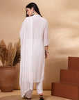 Solid A-Line Georgette Kurta with Ethnic Embroidery and Elasticated Palazzo