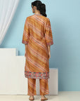 Floral Printed Silk Kurta Set with Sewroskie Work & Printed Dupatta