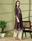 Floral Printed Flared Rayon Kurta for Women