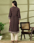 Floral Printed Flared Rayon Kurta for Women