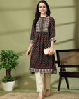 Floral Printed Flared Rayon Kurta for Women