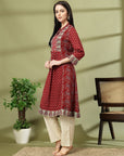 Floral Printed Flared Rayon Kurta for Women