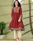 Floral Printed Flared Rayon Kurta for Women