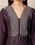 Zari Embroidered Viscose Kurta Set with Organza Dupatta & Flared Silhouette