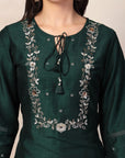 Silk Kurta Set with Sequin Embroidery, Tailored Palazzos & Zari-Trim Dupatta