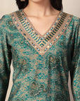 Printed Straight Chanderi Kurta Set with Dupatta for Women