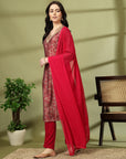 Batik Printed Modal Chanderi Kurta Set with Mirror Work & Lace Dupatta