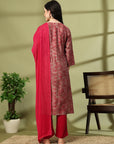 Batik Printed Modal Chanderi Kurta Set with Mirror Work & Lace Dupatta