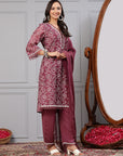 Floral Poly Chanderi Kurta Set with Lace Palazzo & Organza Dupatta