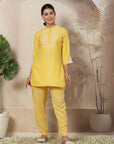 Textured Thread Embroidered Co-Ord Set with Raschel Sleeve & Side Panel Detailing