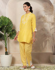 Textured Thread Embroidered Co-Ord Set with Raschel Sleeve & Side Panel Detailing