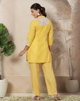 Textured Thread Embroidered Co-Ord Set with Raschel Sleeve & Side Panel Detailing