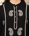 Solid A-Line Rayon Kurta Set with Lakhnavi Embroidery & Palazzo