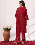 Silk Straight Kurta Set with Zari Collar, Embroidered Cuffs & Sequin-Detailed Dupatta
