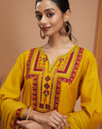 Solid Silk Slub Straight Kurta Set with Dupatta