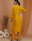 Solid Silk Slub Straight Kurta Set with Dupatta