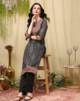 Chanderi Chevron Kurta Set with Swarovski Detailing & Dupatta