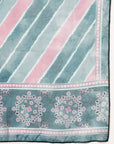 Lehariya Chanderi Kurta Set with Embroidered Neck & Printed Dupatta