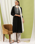 Viscose Rayon A-Line Kurta Set with Embroidery & Laced Dupatta
